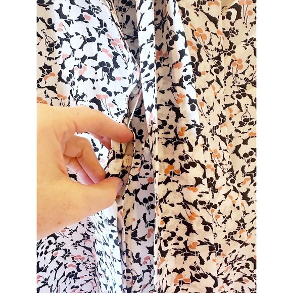 Veronica Beard 100% Silk Long Sleeve White Black Print Neck Tie Button Up Blouse - Picture 4 of 7